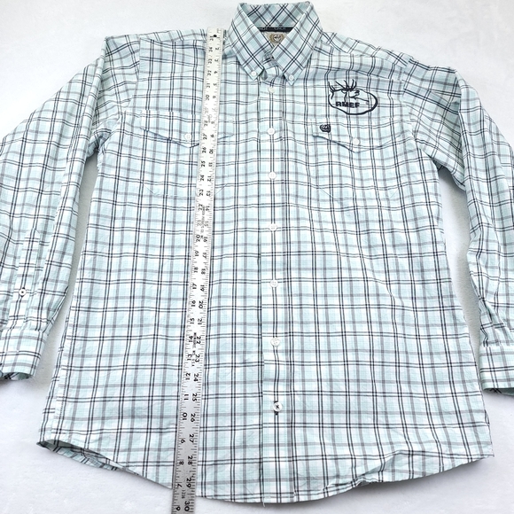 Cinch RMEF Deer Western Dress Shirt Plaid Long Sleeve Front Pocket Mens Size S - Picture 2 of 6